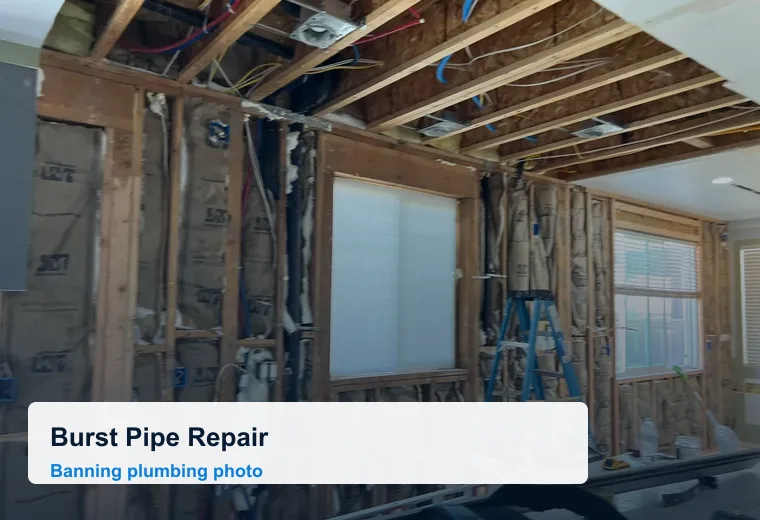Burst pipe repair and kitchen wall plumbing access in Banning
