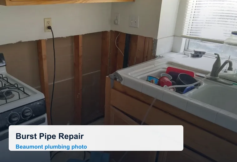 Burst pipe repair and kitchen wall plumbing access in Beaumont