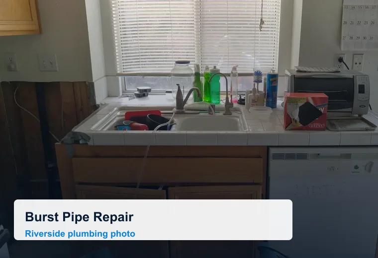 Burst pipe repair and kitchen wall plumbing access in Riverside