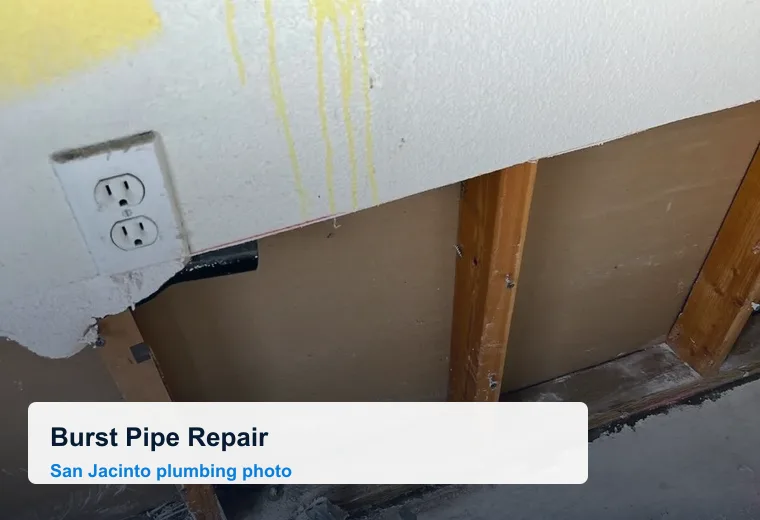 Burst pipe repair and kitchen wall plumbing access in San Jacinto