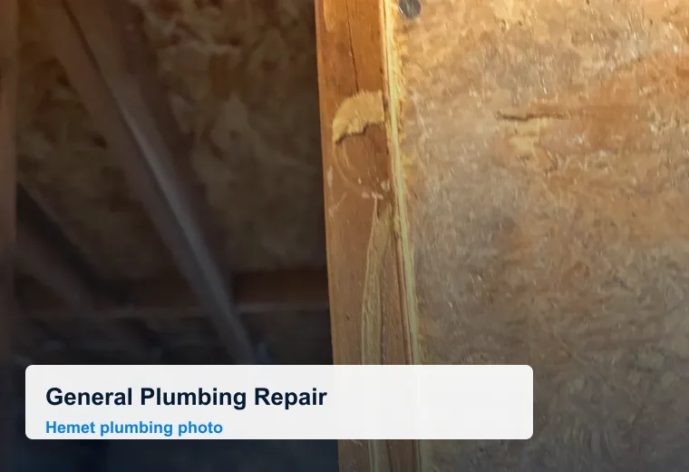General plumbing repair and kitchen wall water line access in Hemet