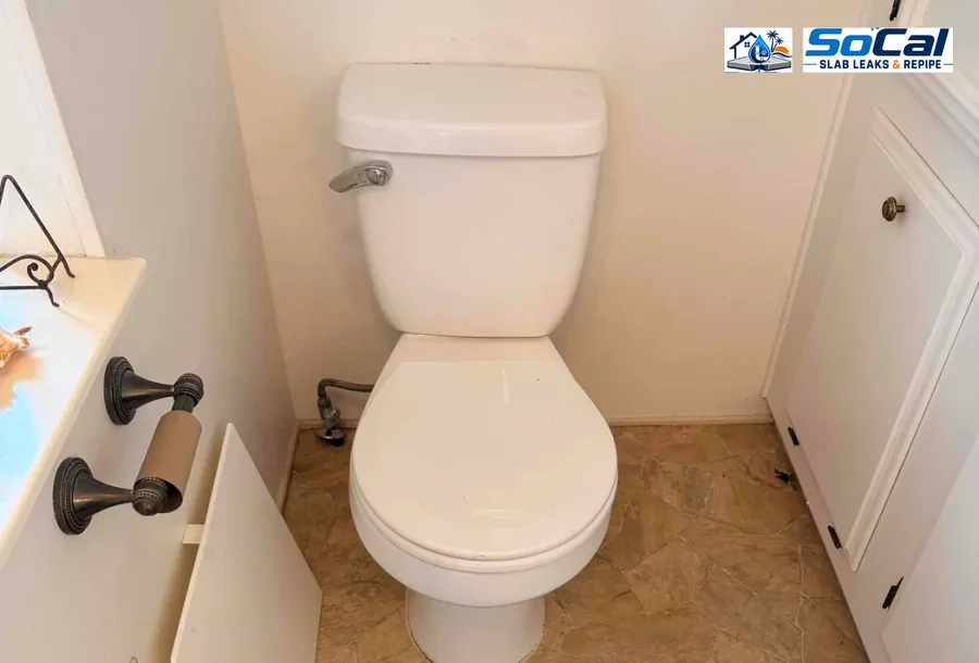 Toilet Installation photo for San Jacinto homeowners showing small plumbing repair documentation